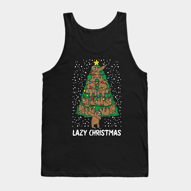 Lazy Christmas Sloth Christmas Tree Lazy Xmas Gift Tank Top by BadDesignCo